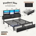 thumbnail image 5 of EnHomee Metal Bed Frame with 3-Tier Storage Headboard Queen Size Metal Bed Frame with 2 Underbed Drawers & 2 Bedside Fabric Drawers & LED Lights & Charge Station,Black, 5 of 9