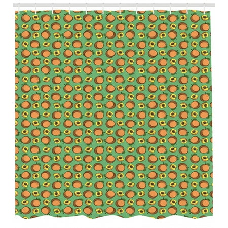 Peach Shower Curtain Hand Drawn Peach Fruits Pattern As Repeating