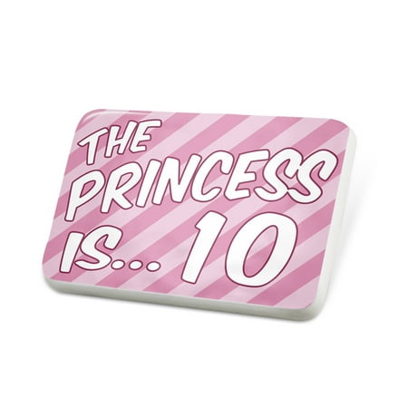 Porcelein Pin Princess is 10, Birthday in pink Lapel Badge – NEONBLOND