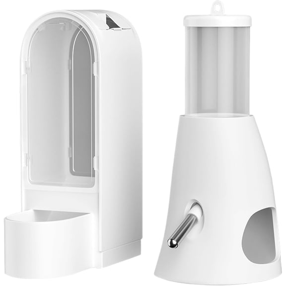 Hamster Automatic Bottle & Dish Set – Large-Capacity Food Dispenser with Water Bottle for Dwarf Hamsters, Gerbils, Bunnies & Hedgehogs, Easy-Feed Cage Accessory(1Pcs, B)