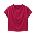 thumbnail image 4 of ClodeEU Women's Ruched Mock Neck Short Sleeve T-Shirt,Slim Fit Crew Neck Tee Red,Women's Plus M, 4 of 5