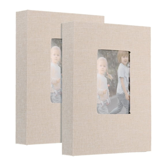 2Pack Small Photo Album, 5x7 Linen Cover Picture Book Hold 52 Photos, Beige