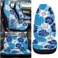 thumbnail image 5 of Qpednta Car Seat Cover Auto Accessories Interior 4Pcs, Anti Slip Hawaiian Flowers Blue Front Seat Protector Car Seat Rear Split Bench Cover Universal Fit Most Cars,SUV, Trucks, 5 of 7