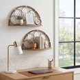 thumbnail image 3 of Arched Flower Wall Shelves for Living Room Decor - Elegant Boho Wall Organizer for Office, Bedroom, and Entryway Styling - Decorative Storage for Home Decor - Set of 2, 13", 11", Brown, 3 of 10