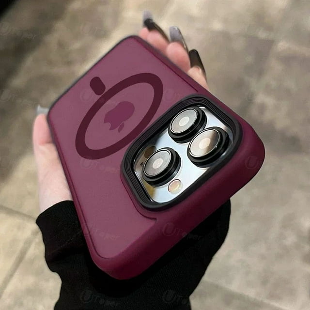 Magnetic Frosted Matte Armor Phone Case For iPhone 16 15 14 Plus 13 12 11 Pro Max For Magsafe Translucent Shockproof Back Cover red For iPhone 14 Plus