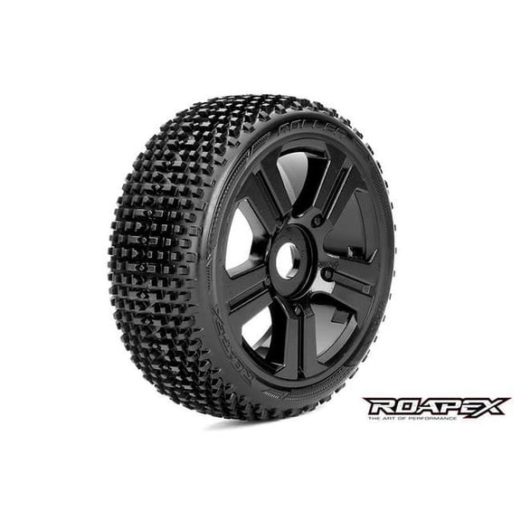 Roapex R/C R5003-B Roller 1/8 Buggy Tire Black Wheel with 17mm Hex Mounted
