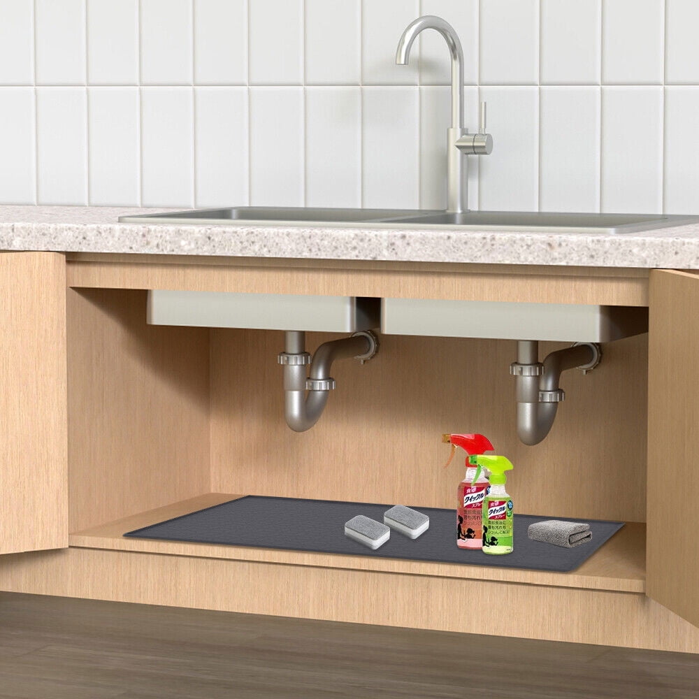 Cocobaby 34" x 22" Under Sink Mats Kitchen Silicone Under Sink Liner Silicone Cabinet Mat