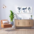 thumbnail image 4 of 3 Piece Canvas Wall Art Navy Flower Painting Art Prints Blue Floral With Butterfly Picture Artwork Modern Bedroom Bathroom Wall Decor Framed Ready to Hang Each Panel 12x16 Inches, 4 of 6