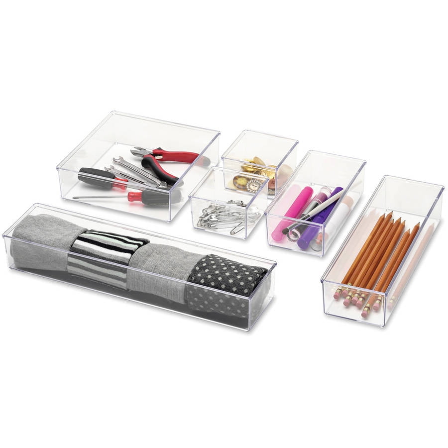 Whitmor 67894952 Clear Drawer Organizer 6Piece Set
