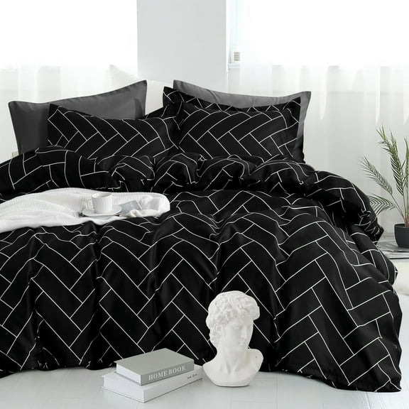 Flxxie Ultra Soft and Breathable Microfiber Duvet Cover Set with Hidden Zipper Closure and Corner Ties, Brick Print, Twin, 68x90 inches, 2 Pieces