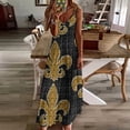 thumbnail image 4 of Black And Gold Fleur De Lis Sleeveless Dress Loose Women's Dress Dresses Luxury Evening Dresses, 4 of 9