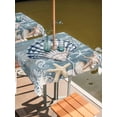 thumbnail image 2 of Outdoor Table Cloth with Umbrella Hole and Zipper, Blue Shell Coastal Waterproof Square Tablecloth 54"x54", Summer Beach Nautical Starfish Coral Washable Table Cover for Outside Party Patio Picnic, 2 of 8