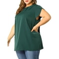 thumbnail image 3 of MODA NOVA Juniors' Plus Size Tops Boat Neck Flutter Sleeve Chiffon Top 1X Dark Green, 3 of 7