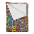 thumbnail image 2 of Cartoon Apartments Soft Flannel Fleece Throw Blanket, Amsterdam Holland Cityscape Urban Sketch with Colorful Windows Print, Cozy Plush for Indoor and Outdoor Use, 50" x 60", Multicolor, by Ambesonne, 2 of 5
