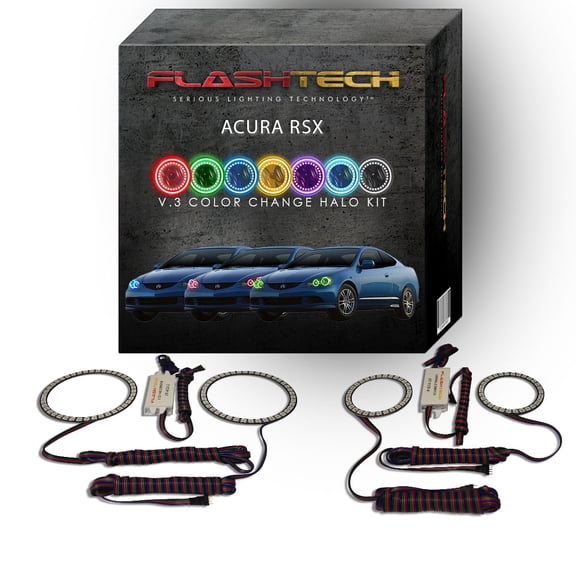 Flashtech RGB Multi Color Changing LED Halo Ring kit for 2005-2006 Acura RSX Headlights