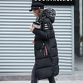 thumbnail image 2 of Chaqueta de algodón de corte entallado para mujer, chaqueta de algodón de estilo medio a largo, chaqueta de algodón de plumón grueso con cuello de piel grande a la moda para mujer, 2 of 5