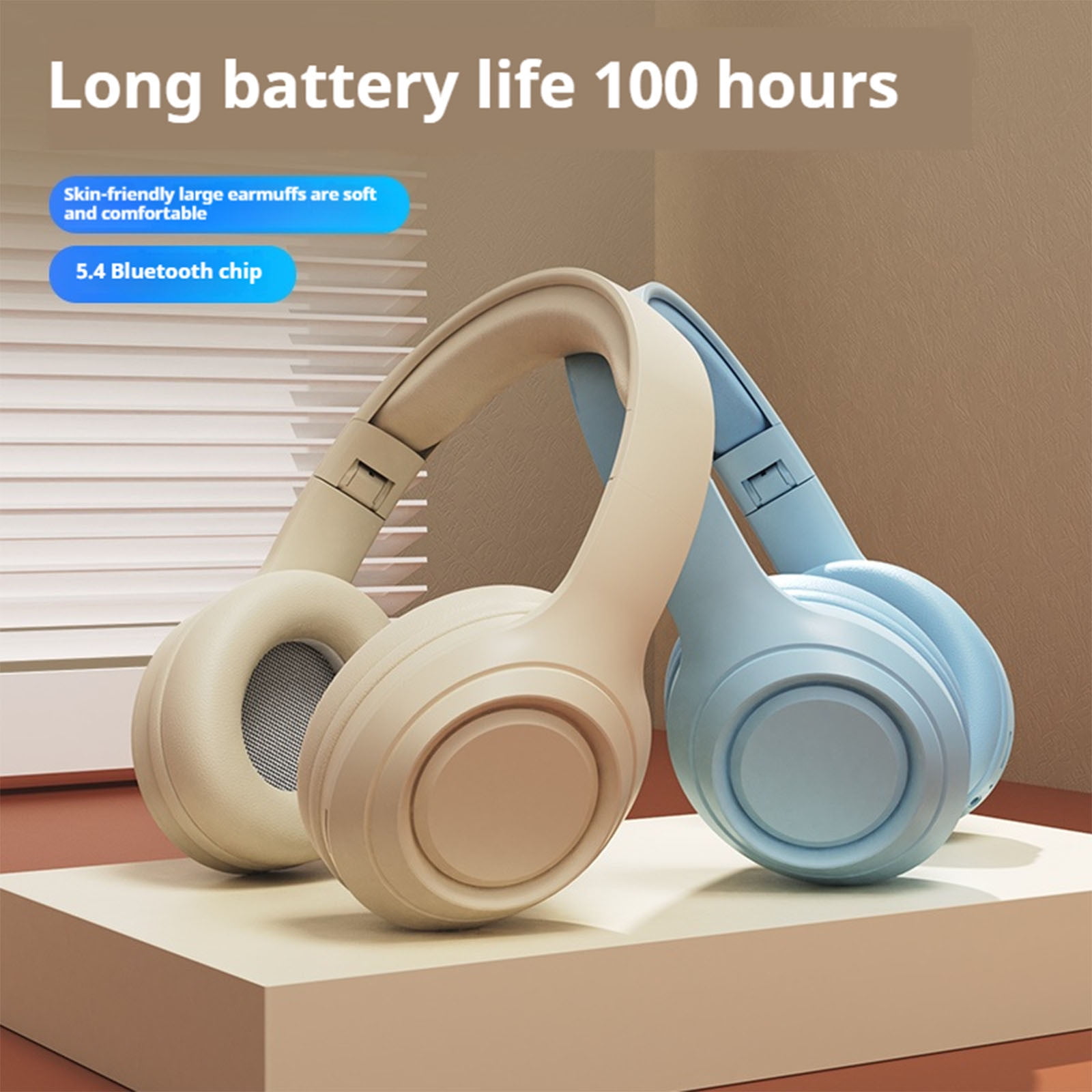 Wireless Bluetooth Over Ear Headphones Up to 28H Battery Life Headset with Microphone Gym Overhead Headphones Compatible with iOS & Android Mobile Phones, Computers, Laptop,Blue