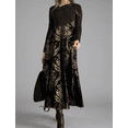 thumbnail image 4 of Toamir Autumn And Winter New Women V-Neck Long Skirt New Contrast Color V-Neck Long Sleeve Woolen Splicing Large Swing Dress for Women, 4 of 6