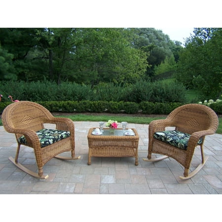 Oakland Living All Weather Wicker Rocker And Coffee Table Set Oakland Living All Weather Wicker Rocker And Coffee Table Set