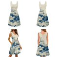 thumbnail image 4 of Jiueut Blue Cloud Pattern Couple Matching Outfits Summer Flare Dresses for Women Mens Hawaiian Button Down Shirts Beach Vacation Outfits for Husband and Wife 2026, Size M, 4 of 5