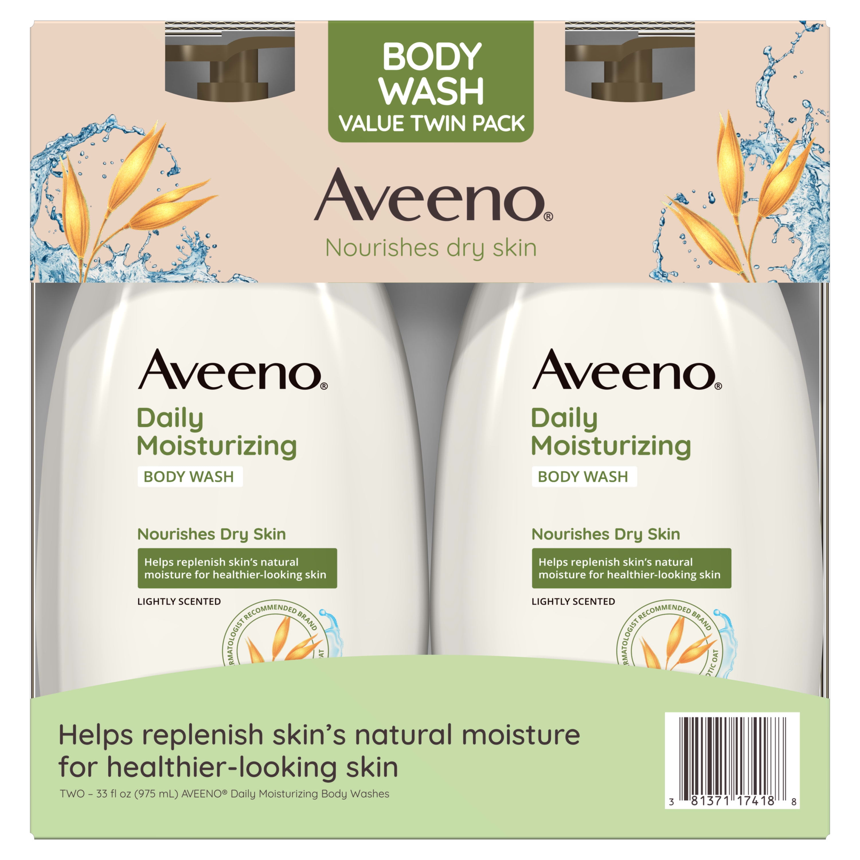 Aveeno Daily Moisturizing Oat Body Wash for Dry Skin, 2 Pk./33 fl. oz ...