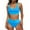 Blue, variant on TIMIFIS Women's High Waisted Bikini Sets Sporty Two Piece Swimsuits Color Block Cheeky High Cut Bathing Suits - Spring/Summer