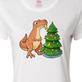 thumbnail image 4 of Inktastic Tyrannosaurus Rex Decorating Christmas Tree Women's T-Shirt, 4 of 5