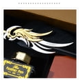 thumbnail image 3 of Vintage Feather Dip Pen Kit with 2 Replaceable Nibs, 15ml Ink, 5 Ink Sacs, Gold Wax Bar, PU Leather Notebook & Pen Holder – Premium Alloy & Goose Feather Crafted Writing Set in Retro Gift Box for, 3 of 7