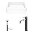 thumbnail image 2 of VIGO Matte Stone Jasmine Composite Rectangular Vessel Bathroom Sink in White with Lexington Faucet in Chrome and Pop-Up Drain, 2 of 10
