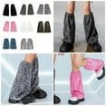 thumbnail image 2 of RUISINERY Women's Fahion Sequins Leg Warmers Leather Foot Covers Punk Knee Highs Leg Socks Dances Party Leg Sleeve Gaiters Gifts, 2 of 7