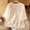 Khaki, variant on Women's 3/4 Sleeve Tops Plus Size Solid Embroidered Round Collar Summer Top