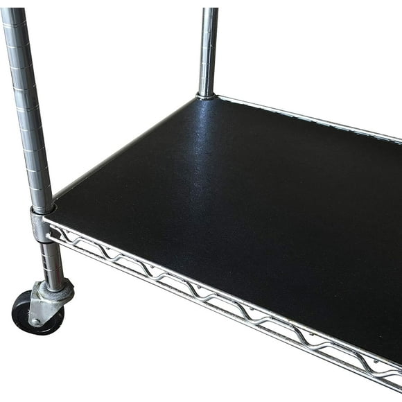 Shelf Liner Set for Wire Shelving Rack – 4 Pack, 24 Inch Long x 48 Inch Wide, Black Plastic Vinyl Covers for Kitchen, Pantry, & Garage Racks, Made in The USA