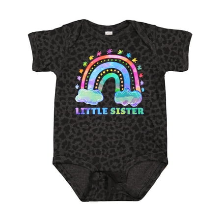 

Inktastic Little Sister Watercolor Rainbow with Clouds Gift Baby Girl Bodysuit