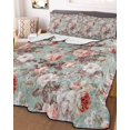 thumbnail image 3 of Quilts Twin Size, Pink Green Spring Floral Soft Comforter Bedding Set for Bed, Vintage Botanical Summer Lightweight Quilted Bedspread with Pillow Cover(2 Pieces) for All Season, 68x86 Inch, 3 of 6
