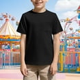 thumbnail image 2 of Cotton T Shirts for Boys Girls Summer Crewneck Short Sleeve Tees Chest Pocket Cozy Base Tops Plain Tshirts (7 Years, Black), 2 of 7