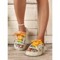 thumbnail image 1 of Fashionable Wedge Slide Sandals For Women, All Over Print Lace-up Front Metal & Chain Decor Sandals, 1 of 5
