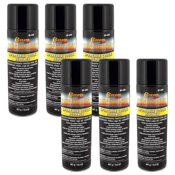 Custom Coat Sprayable Truck Bedliner 14.4 Ounce Spray Can - Black (Pack of 6)