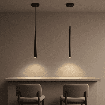 Modern Slim Pendant Lights Set of 2, 5W 4000K Adjustable Black LED Hanging Light Fixtures for Kitchen Island