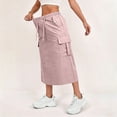 thumbnail image 5 of Cargo Skirts for Women Y2K Quick Dry Hiking Maxi Skirt Casual Drawstring High Waisted Parachute Skirts with Pockets Pink L, 5 of 9