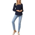 thumbnail image 2 of INSPIRE CHIC Women's Casual Hollow Out Shirt Square Collar Puff Long Sleeve Pullover Tops, 2 of 5