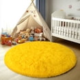 thumbnail image 4 of SARAG 4x4ft Round Rug for Bedroom,Furry Carpet for Children Kids Room,Bright Yellow, 4 of 8