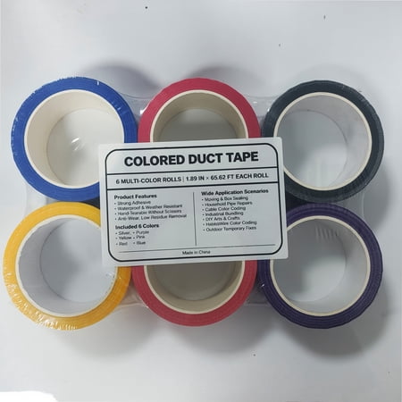 Scopactch Colored Duct Tape Heavy Duty Waterproof Cloth Strong Adhesive 6 Pack 1.89 in x 65.62 ft