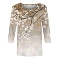 thumbnail image 4 of Wanfds Hauts Décontractés Multicolores pour Femmes Col Rond Tendance Manches Trois-Quarts S, 4 of 5