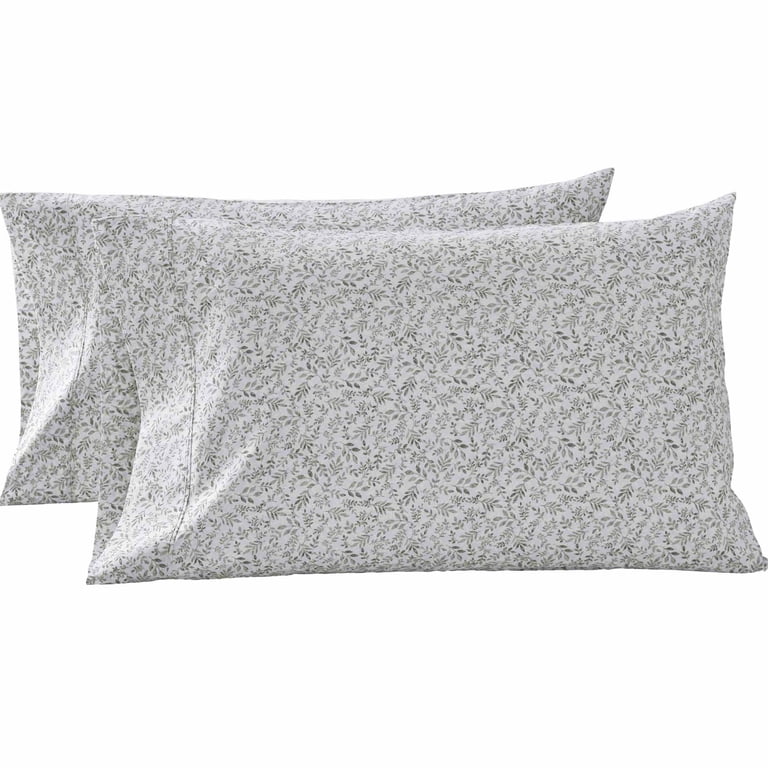 Soft Silver Botanical Cotton Pillowcase Set, King, 2-Piece photo 1
