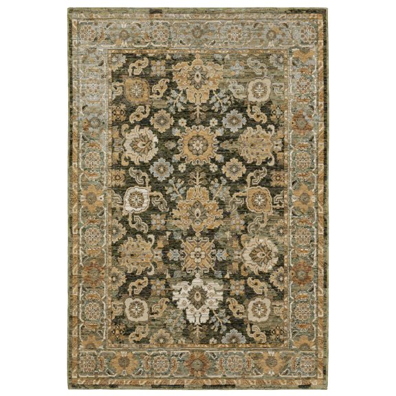 Oriental Weavers Andorra Area Rug 2417B Traditional Green Geometric Achromatic 10' x 13' 2" Rectangle