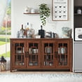thumbnail image 5 of Joaxswe 63" Farmhouse Kitchen Buffet Storage Cabinet, 4-Doors Wood Sideboard Credenza with Adjustable Shelves, Brown, 5 of 9