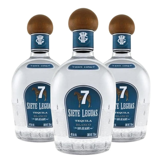 Tripack Tequila Siete Leguas Blanco Artesanal 700 ml Siete Leguas Tequila, Blanco