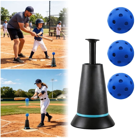 WJJIAO Baseballs Tee Popper, Durable Nylon Strength, Batting Tee for Baseball Softball All Skill Levels Home Training 3 Popper Ball Included 22X11.5CM