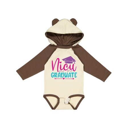 

Inktastic NICU Graduate with Cap and Hearts in Purple Pink and Blue Gift Baby Girl Long Sleeve Bodysuit
