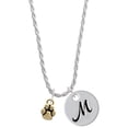 thumbnail image 1 of Delight Jewelry Goldtone Mini Rounded Paw Silvertone Script Initial Disc - M - Charm Necklace, 20"+3", 1 of 4